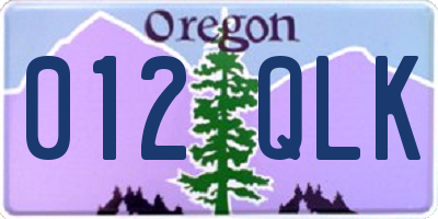 OR license plate 012QLK