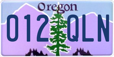 OR license plate 012QLN