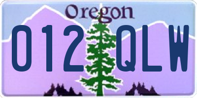 OR license plate 012QLW