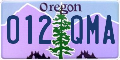 OR license plate 012QMA