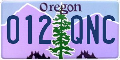 OR license plate 012QNC