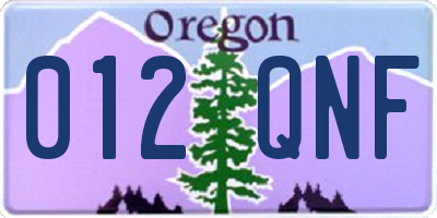 OR license plate 012QNF