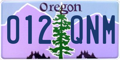 OR license plate 012QNM