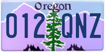 OR license plate 012QNZ