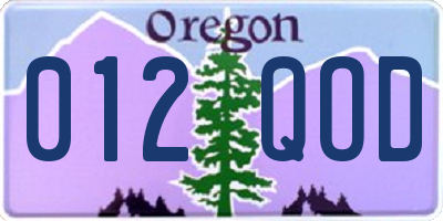 OR license plate 012QOD