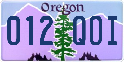OR license plate 012QOI