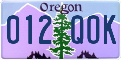 OR license plate 012QOK