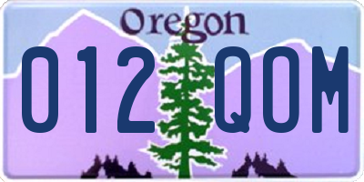 OR license plate 012QOM
