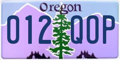 OR license plate 012QOP
