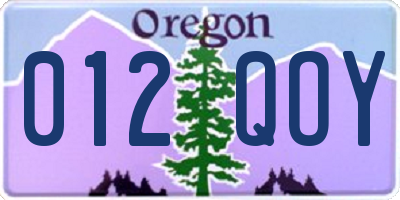 OR license plate 012QOY