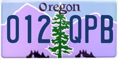 OR license plate 012QPB