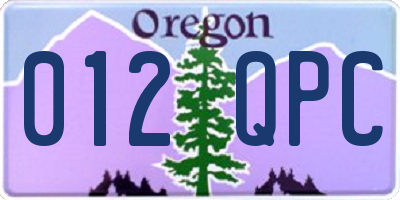 OR license plate 012QPC