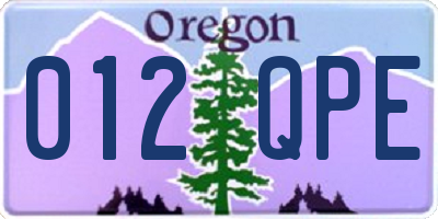 OR license plate 012QPE