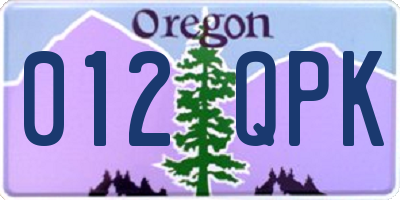 OR license plate 012QPK