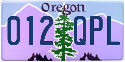 OR license plate 012QPL
