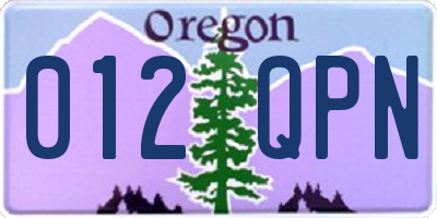 OR license plate 012QPN