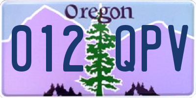 OR license plate 012QPV