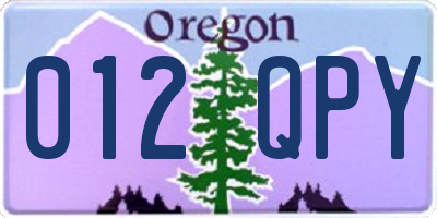 OR license plate 012QPY