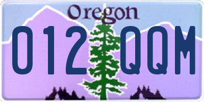 OR license plate 012QQM