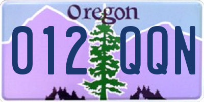 OR license plate 012QQN