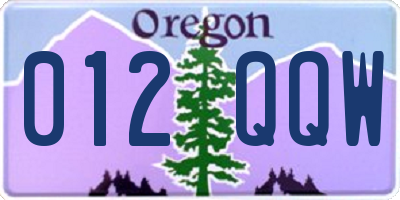 OR license plate 012QQW