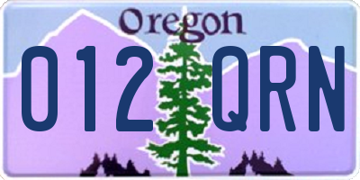 OR license plate 012QRN
