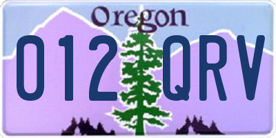 OR license plate 012QRV