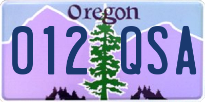 OR license plate 012QSA