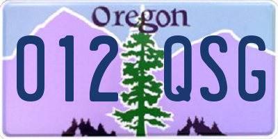 OR license plate 012QSG