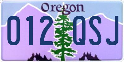 OR license plate 012QSJ
