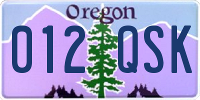 OR license plate 012QSK