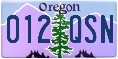 OR license plate 012QSN