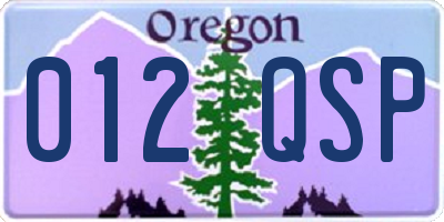 OR license plate 012QSP