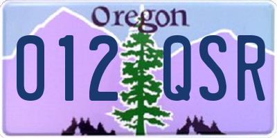 OR license plate 012QSR