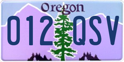 OR license plate 012QSV