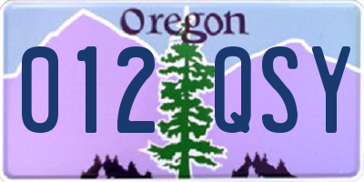 OR license plate 012QSY