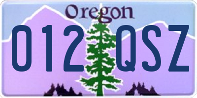 OR license plate 012QSZ