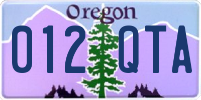 OR license plate 012QTA