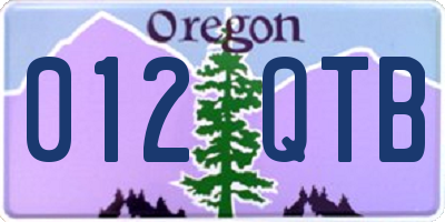 OR license plate 012QTB