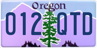 OR license plate 012QTD