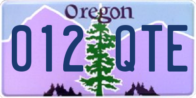 OR license plate 012QTE