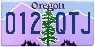 OR license plate 012QTJ