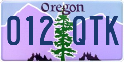 OR license plate 012QTK