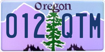 OR license plate 012QTM