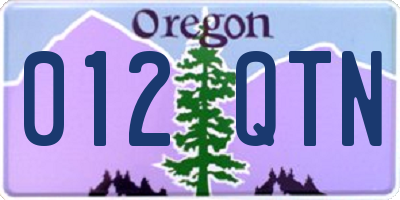 OR license plate 012QTN
