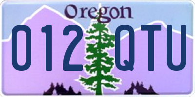 OR license plate 012QTU