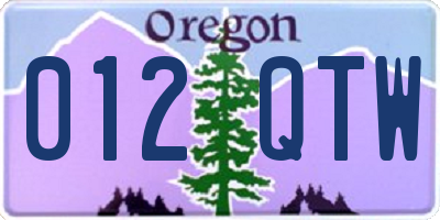 OR license plate 012QTW