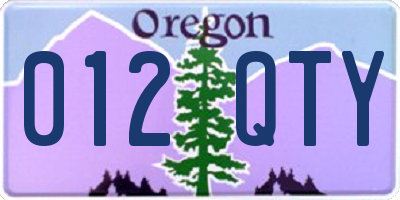 OR license plate 012QTY