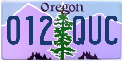 OR license plate 012QUC
