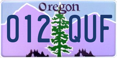 OR license plate 012QUF
